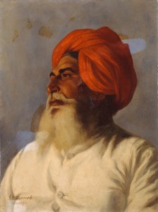 Ganda Singh, un chaprassee Sikh del gruppo di rilevamento topografico n.14 del colonnello Wilmer, 1894 da Gertrude Ellen Burrard